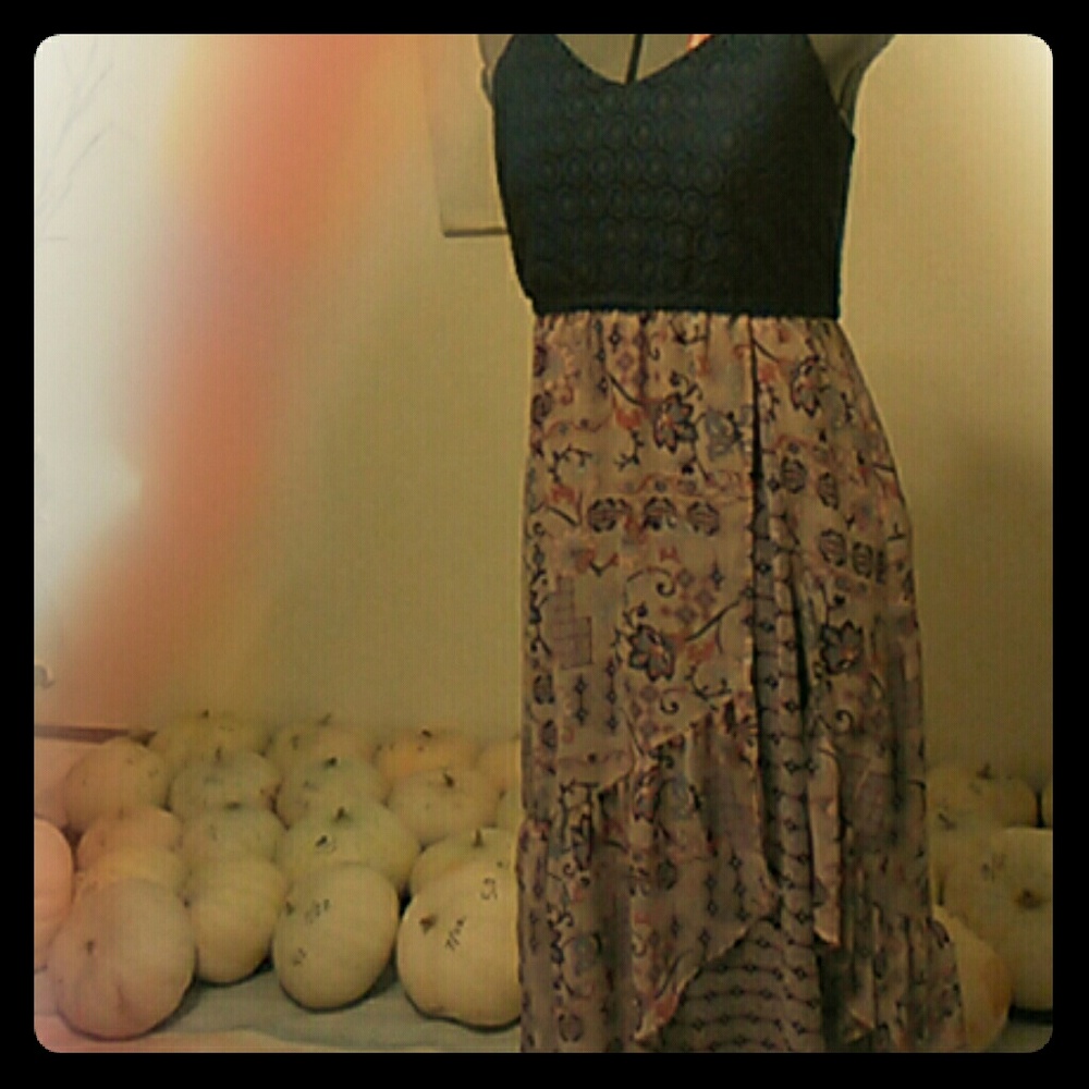 Floral Maxi Dress - Blue and Pink